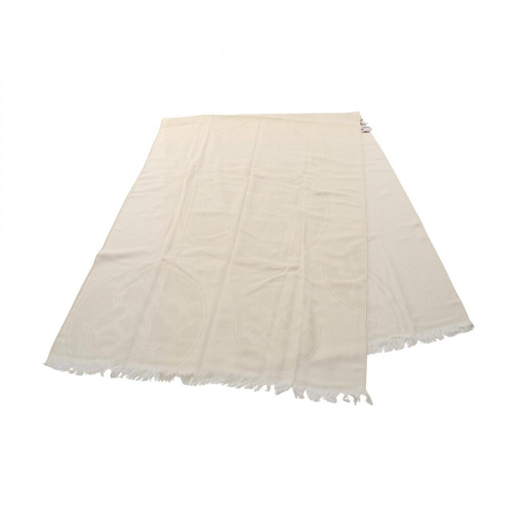 Hermes New Libris Ivoire Scarf/Muffler, Silk/Cashmere, Women's, White